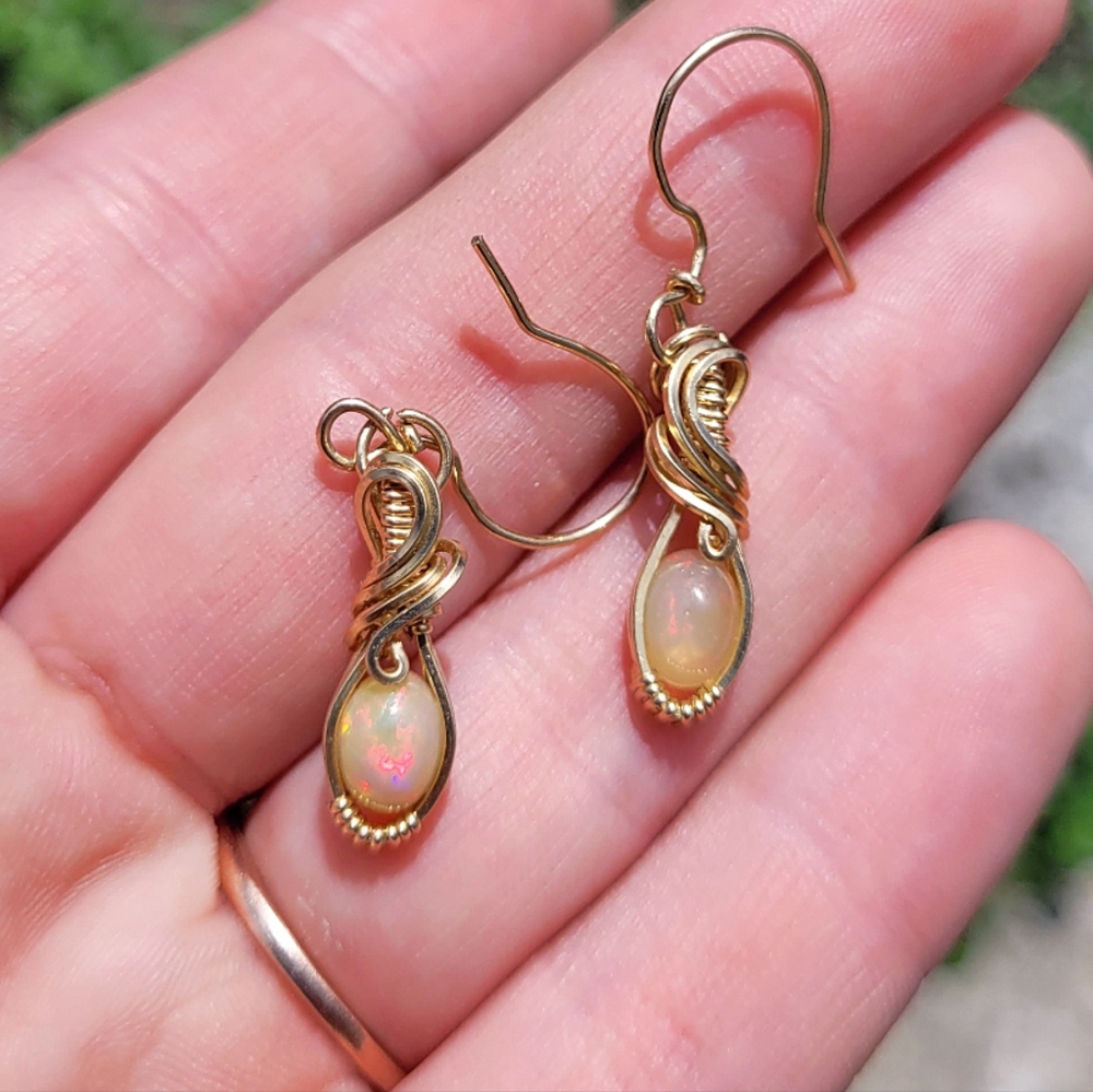 Elegant Gold Opal Earrings